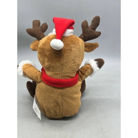 Gemmy Plush Reindeer Christmas Animated Singing Toy With Scarf & Santa Hat READ - Picture 4 of 6